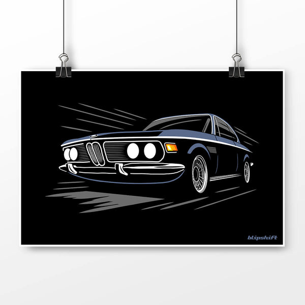 Shark in the Dark - A vintage E9 3L Bimmer coupe car enthusiast shirt